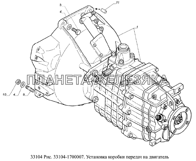 Установка коробки передач на двигатель ГАЗ-33104 Валдай Евро 3